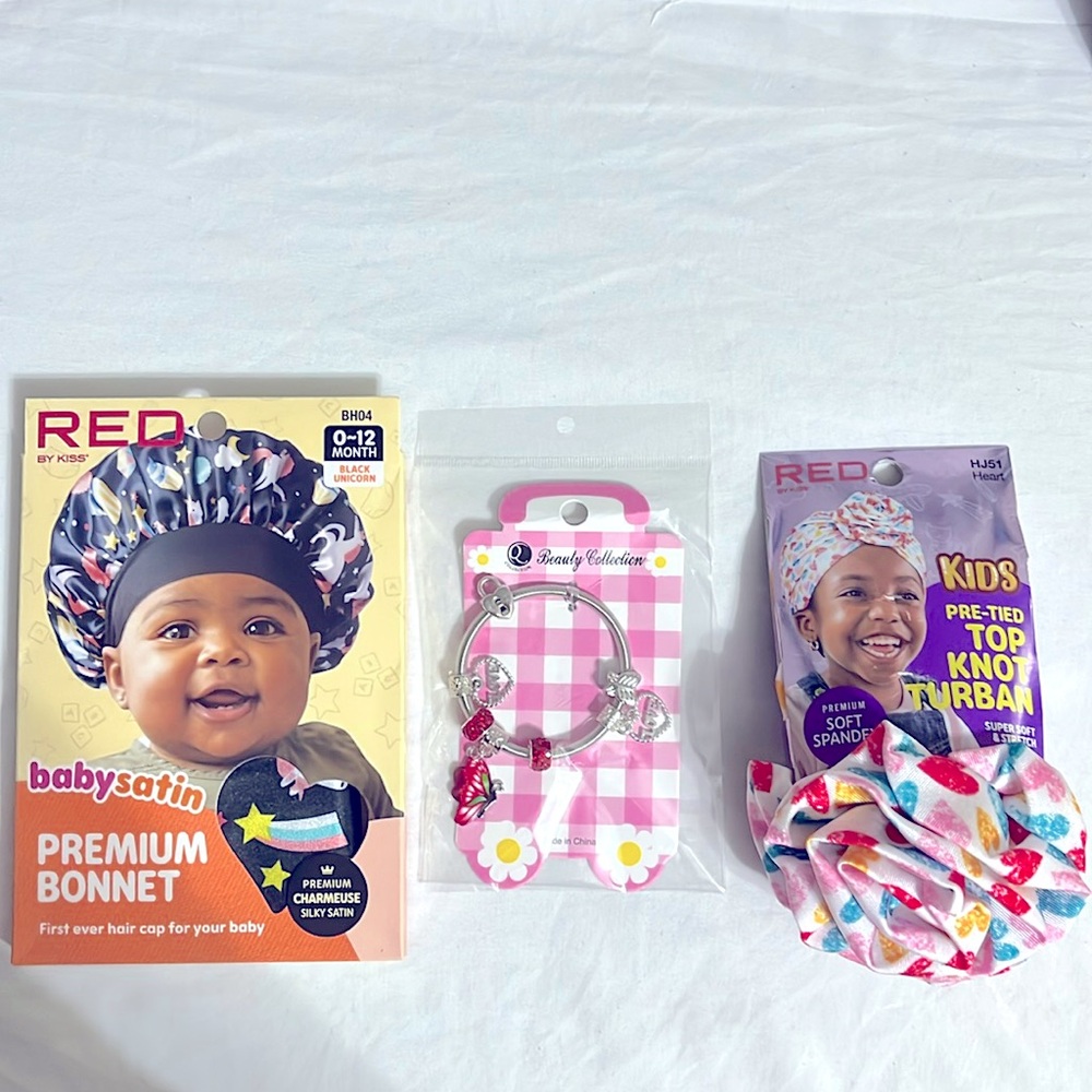 Baby satin premium bonnet 0-12 month Black Unicorn